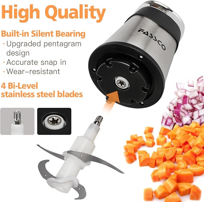 Food Processors, Electric food Chopper, Meat Grinder with 2 Bowls (8 Cup+5 Cup),400W Copper Motor - 3 Bi-Level Blades for Meat,Vegetables,Onion, Garlic, Salad, Baby Food, Nuts, Ice Cube