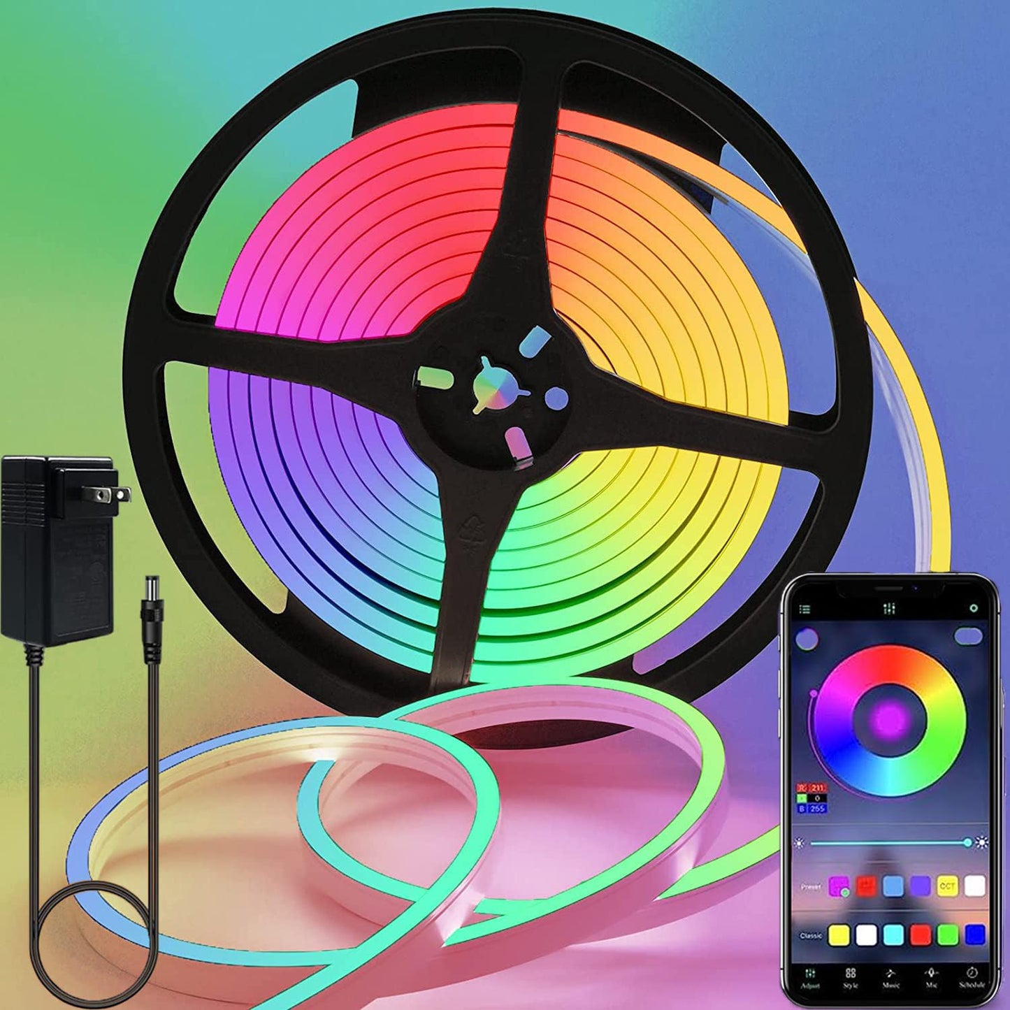 Lucienstar 16.4Ft Rgb Neon Rope Lights, Waterproof Led Strip, App/Remote Control, Music Sync, Flexible Silicone For Outdoor/Indoor Decor