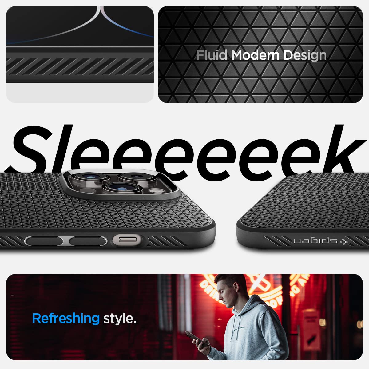 Spigen Liquid Air Designed For Iphone 14 Pro Max Case (2022) [Military-Grade Protection] - Matte Black