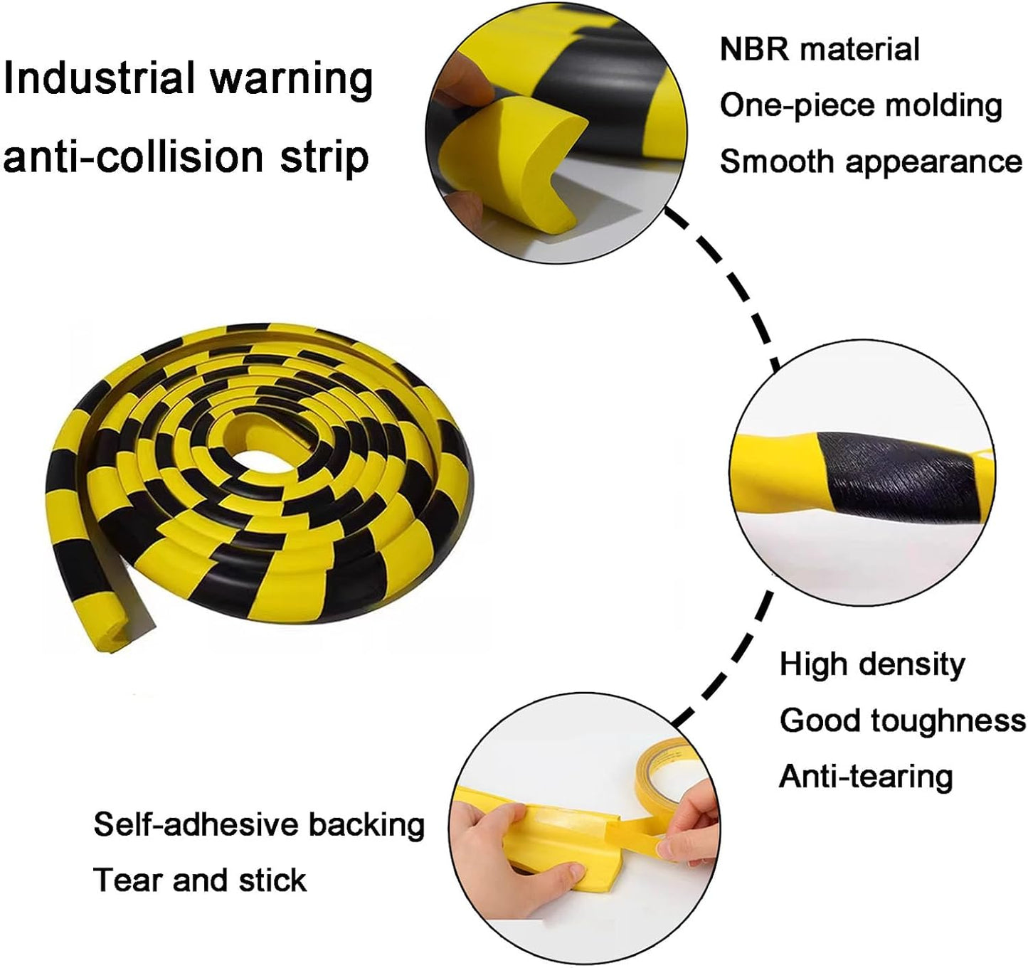 Wall Edge Corner Guards, 196.9in/5m Yellow Black Safety Bumpers, Self-Adhesive Foam Protector Padding, Protective Barriers for Installation On Furniture