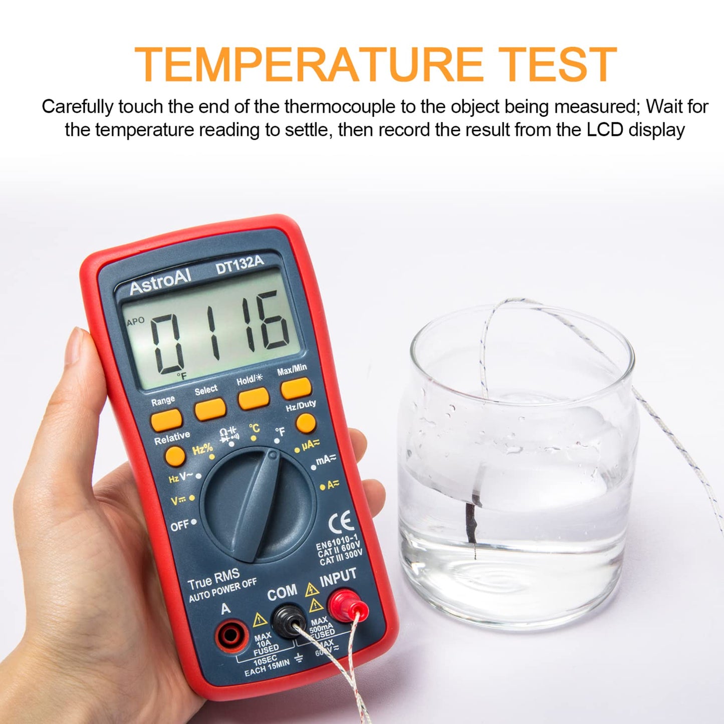 AstroAI Digital Multimeter, TRMS 4000 Counts Volt Meter (Manual and Auto Ranging); Measures Voltage Tester, Current, Resistance, Continuity, Frequency; Tests Diodes, Temperature (Red)