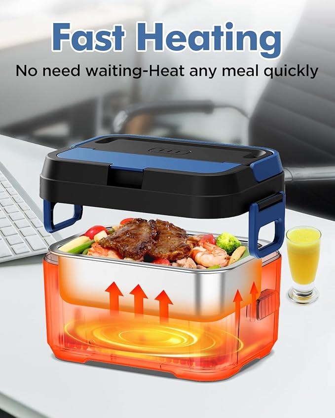 Cordless Electric Lunch Box for Adults, Men & Women – Rechargeable Self-Heating Food Warmer with 1.2L SS Container, Battery-Powered Heated Lunch Box, Perfect for Work and Travel Use