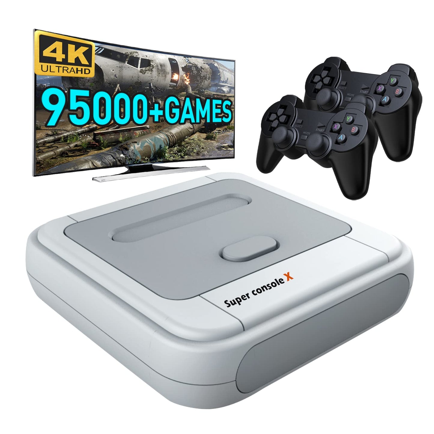 Kinhank Super Console X Retro Video Game Console Built in 117,000+ Games,Emulator Console Compatible with Most Emulators,Game Consoles for 4K HD Output,5 Players,LAN/WiFi,2 Gamepads (128GB)