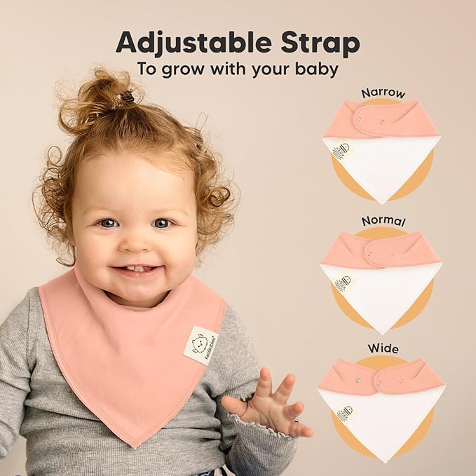8-Pack Organic Baby Bandana Bibs for Girls - Super Absorbent Triangle Baby Bibs for Drooling and Teething Infant, 100% Cotton Extra Soft for Newborn, Infant 0-36 Months (Embrace)