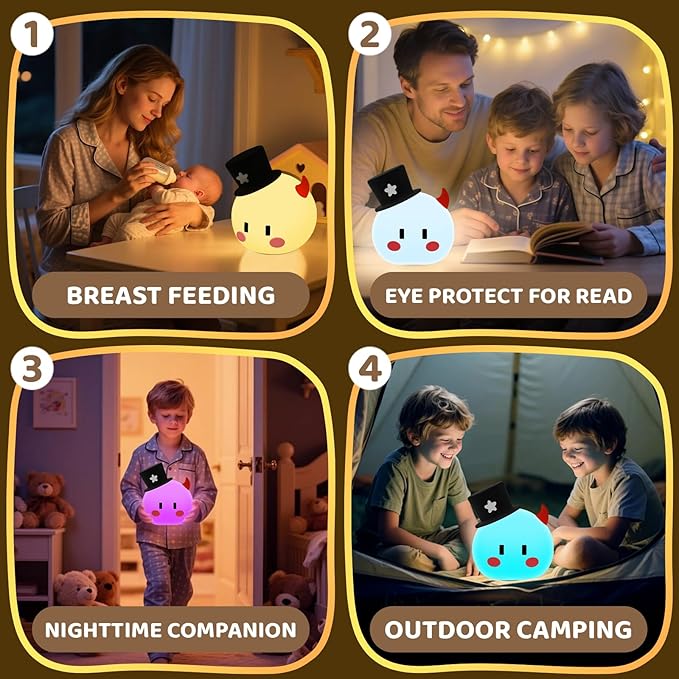 Monster Night Light for Kids, Silicone Touch Night Light for Baby Nursery, Voice-3-Level Warm Light Adjustment Portable Nursing Room Light, Rechargeable Nightlight for Girls and Boys Bedside Gift