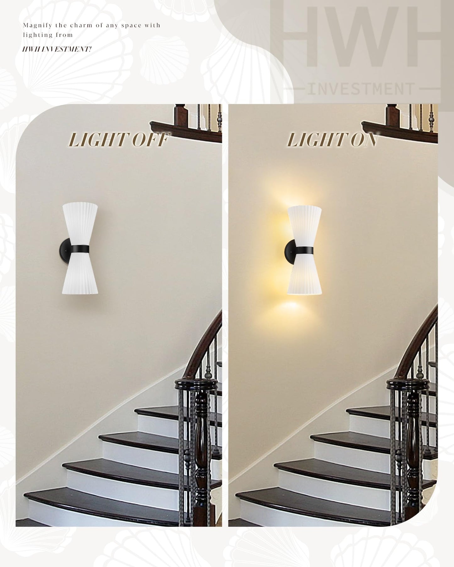 Modern Black Wall Sconce  Hwh Up And Down Indoor Sconces Wall Lighting With Frosted Milk White Striped Glass Shade  Hardwired Wall Mounted Vanity Lamp For Bathroom  5Hzg97B-2W Bk