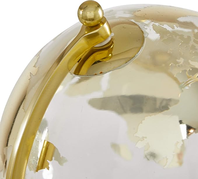 Deco 79 Marble Globe with Marble Base and Tiered Base, 8" x 8" x 13", Gold