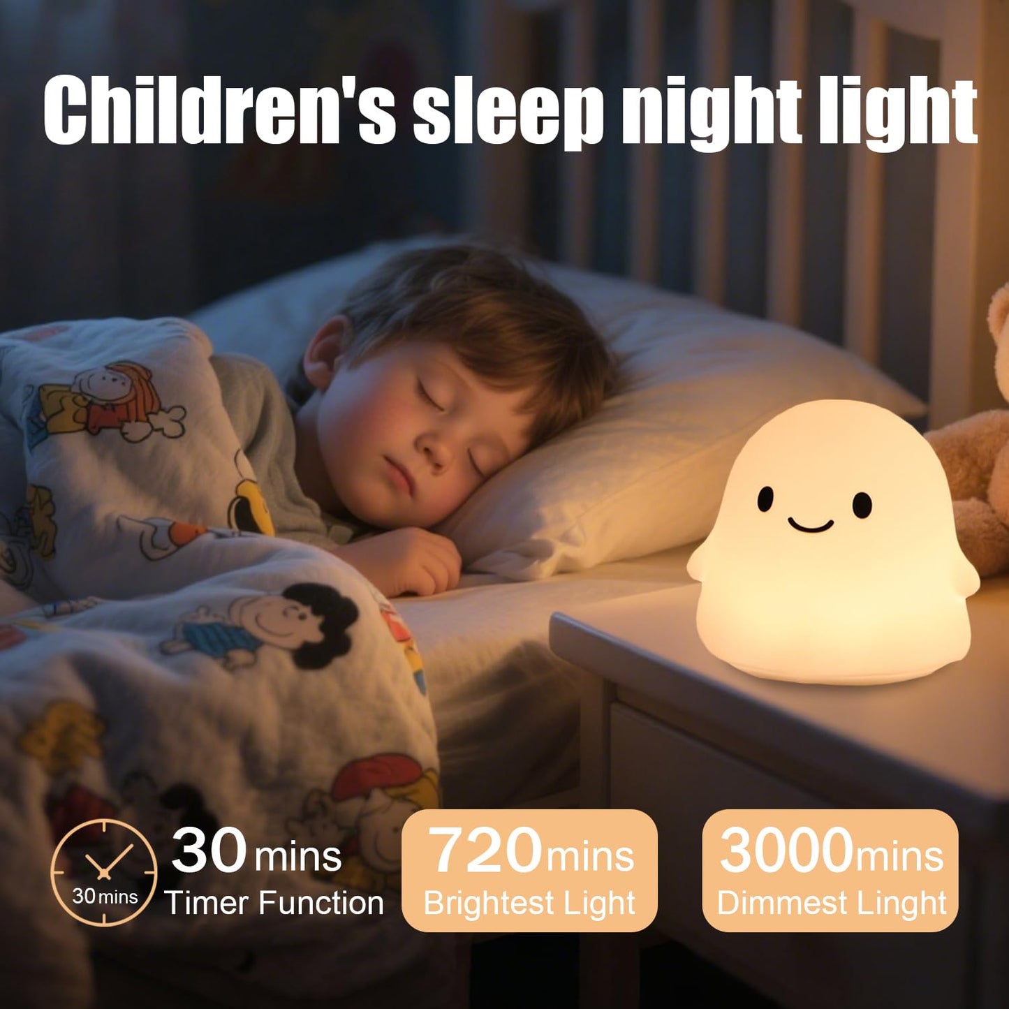 Rytinazzz Halloween Ghost Night Light  Kids Halloween Gifts - Cloud Nightlight  Halloween Decorations  Squishy Silicone  Dimmable  Rechargeable  30-Min Timer  Bedroom Nursery Bedside  Room Decor