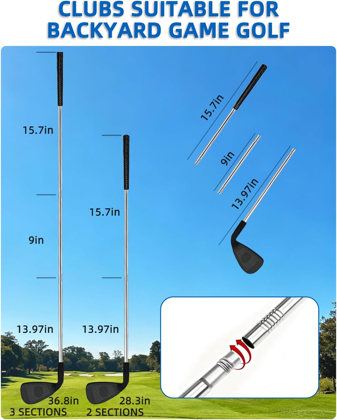 Golf Game with 2 Clubs Right Handed,Practice Golf with 6 Buckets, Outdoor Golf Gift for Adults,Holes Golf Outdoor Game for Lawn,Yard,Camping,Park