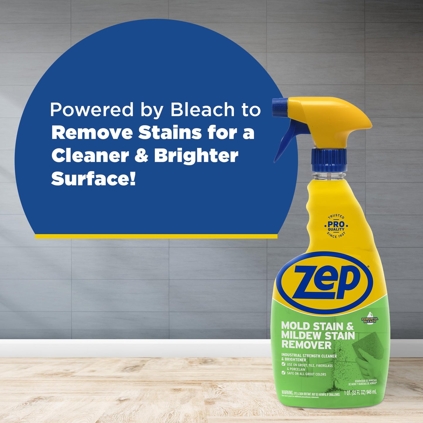 Zep Mold Stain and Mildew Stain Remover - 32 oz (Pack of 12) - ZUMILDEW32 - Experience the Power of our Professional Strength No-Scrub Formula