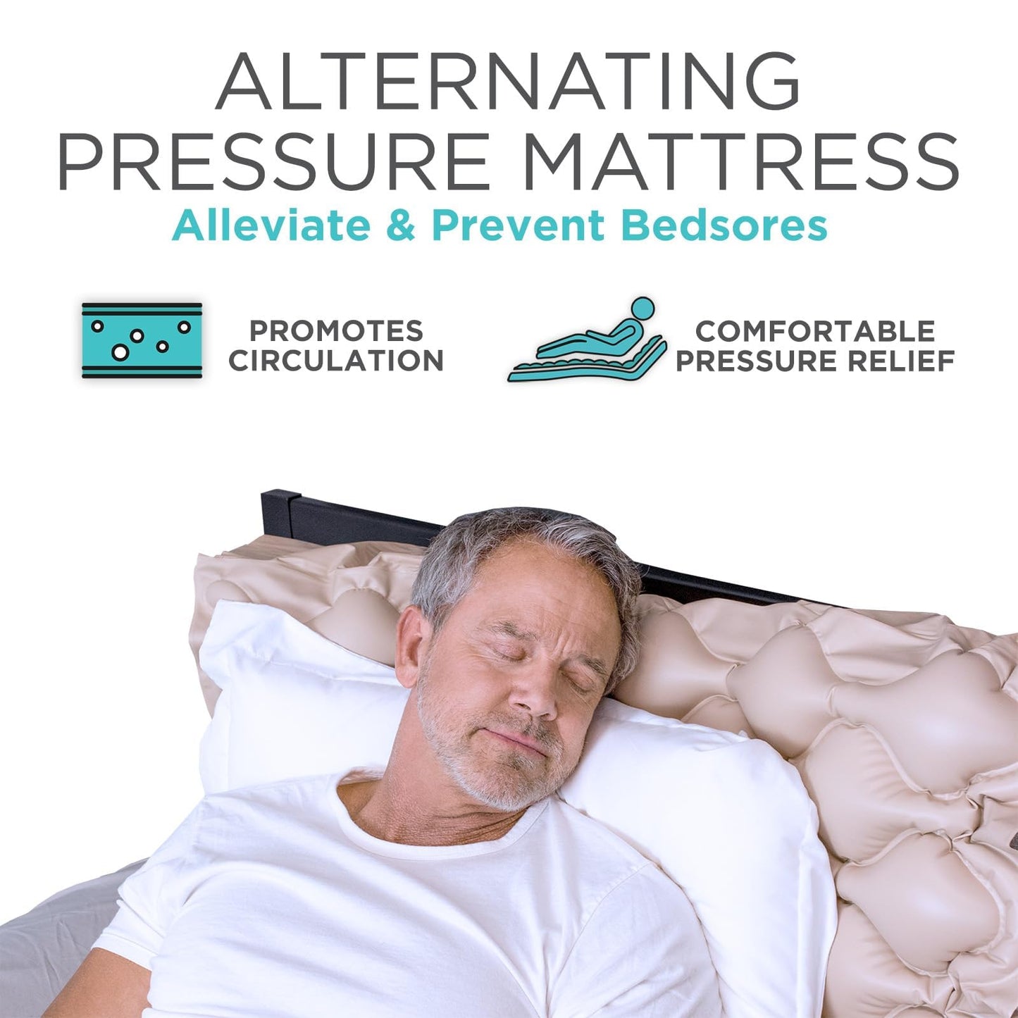 Vive Alternating Air Pressure Mattress Pad - The Original Bed Sore Prevention Solution - Hospital Topper for Bedridden Patients - Includes Waterproof, Breathable Ulcer Cushion & Whisper Quiet Pump