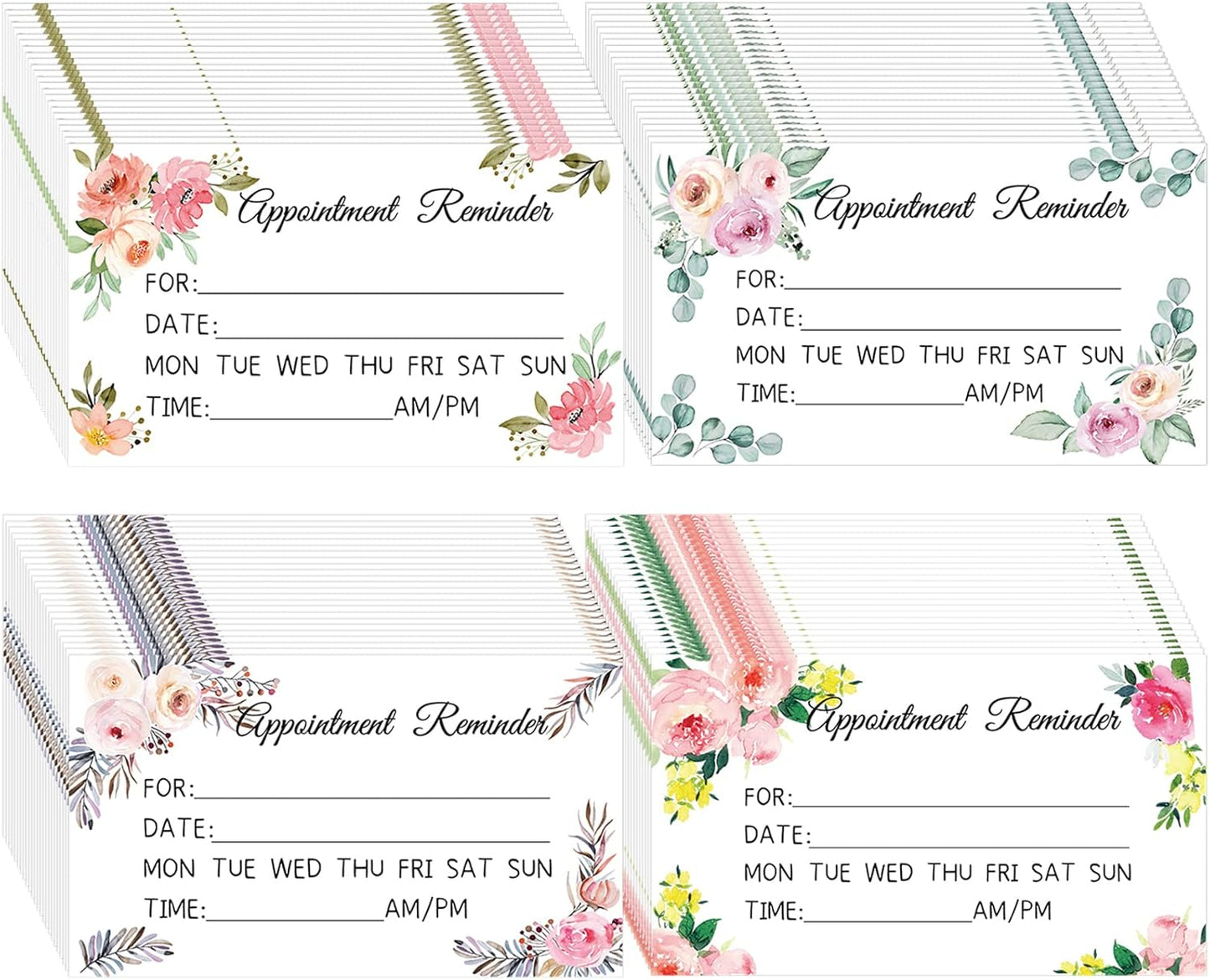 Ctosree 400 Pcs Appointment Reminder Cards 1.97 x 3.54 Inches Client Appointment Reminder Cards Bulk for Business Hair Salon Dental Office Nail Spa Massage Dog Grooming Restaurant Supplies, 4 Styles