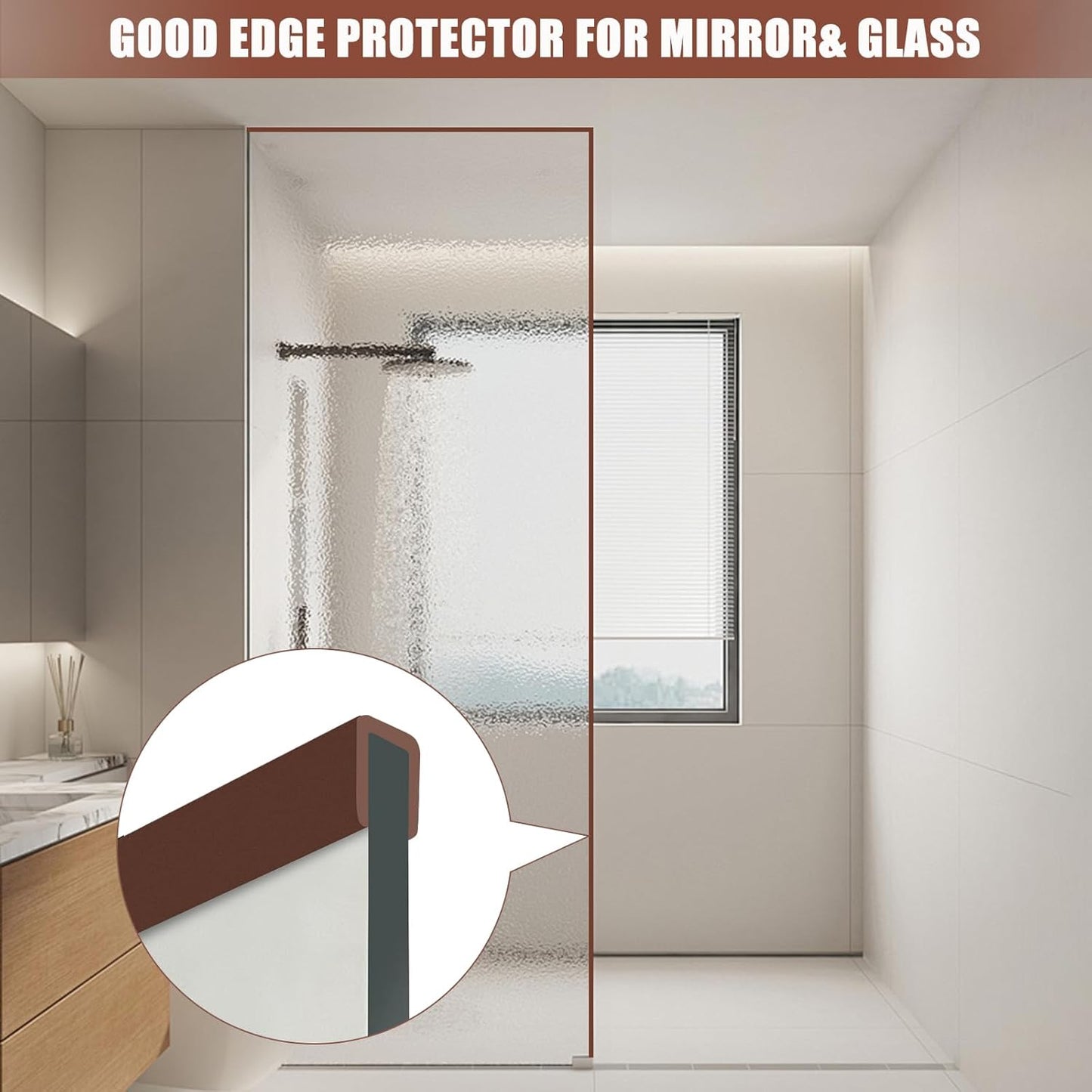 Rubber Edge Trim, Flexible Edge Banding, 3/8"(9.5mm) U Channel Edge Protector, Self Adhesive Edge Guards for Plywood, Glass, Flexi-Glass and Sheet Metal Parts, 20Ft, Brown Color