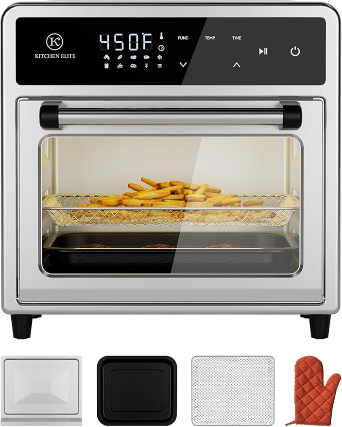 Kitchen Elite Air Fryer Toaster Oven Combo,10-in-1 12.6QT Compact Countertop Oven,9 Touch Screen Presets & 1 DIY Function,Easy Digital Controls,4 Accessories Included