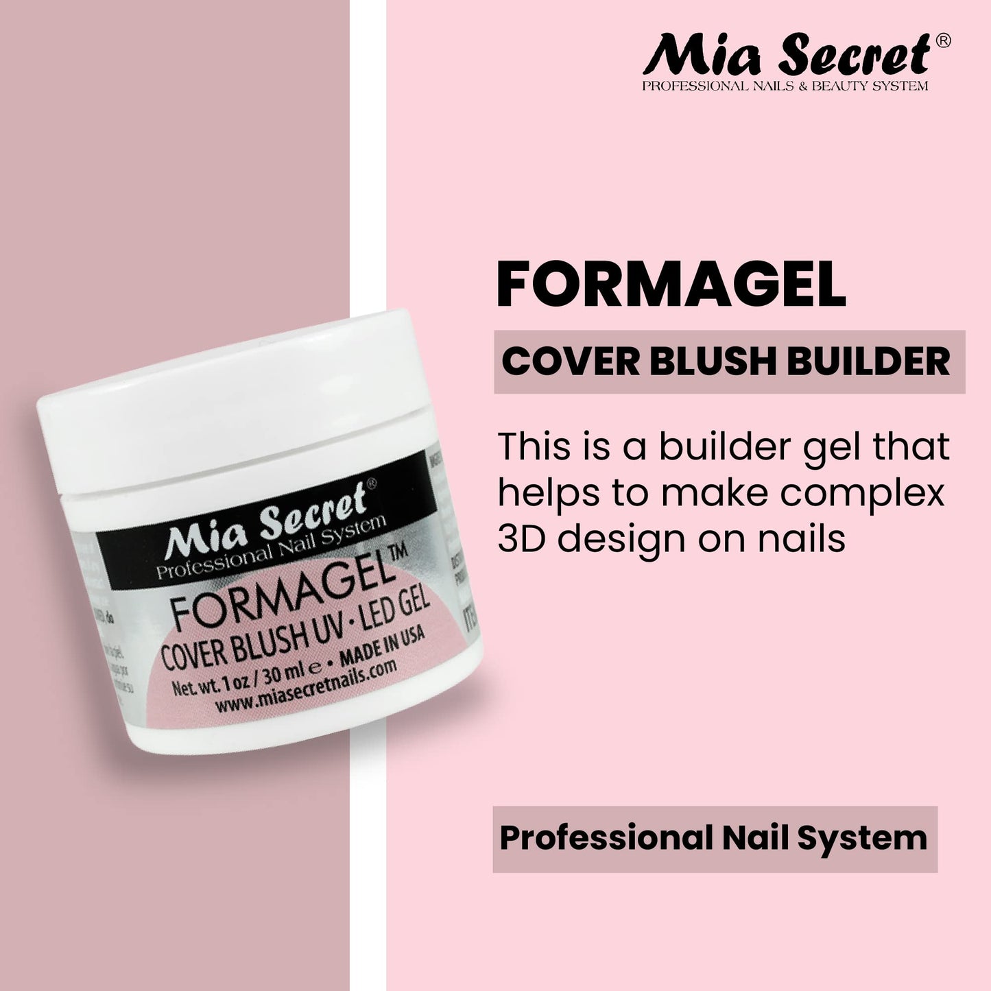 Mia Secret Nudes 1oz Formagel Gel Nail Builder - UV Led Gel - Cover Blush - Cover Tan - Candy Pink Pick Yours (Cover Blush)