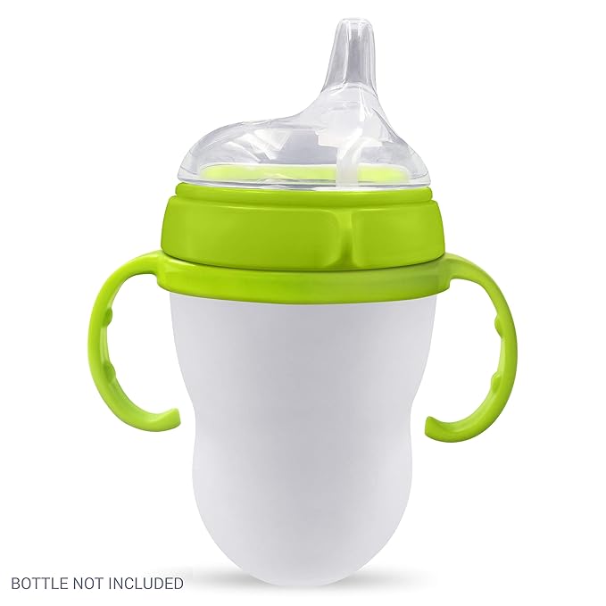 Sippy Cup Soft Spout Transitional Nipple Kit Bundle Compatible with Comotomo Baby Bottles, 5 oz and 8 oz | Value Bundle 2 Kits + Brushes (Green)