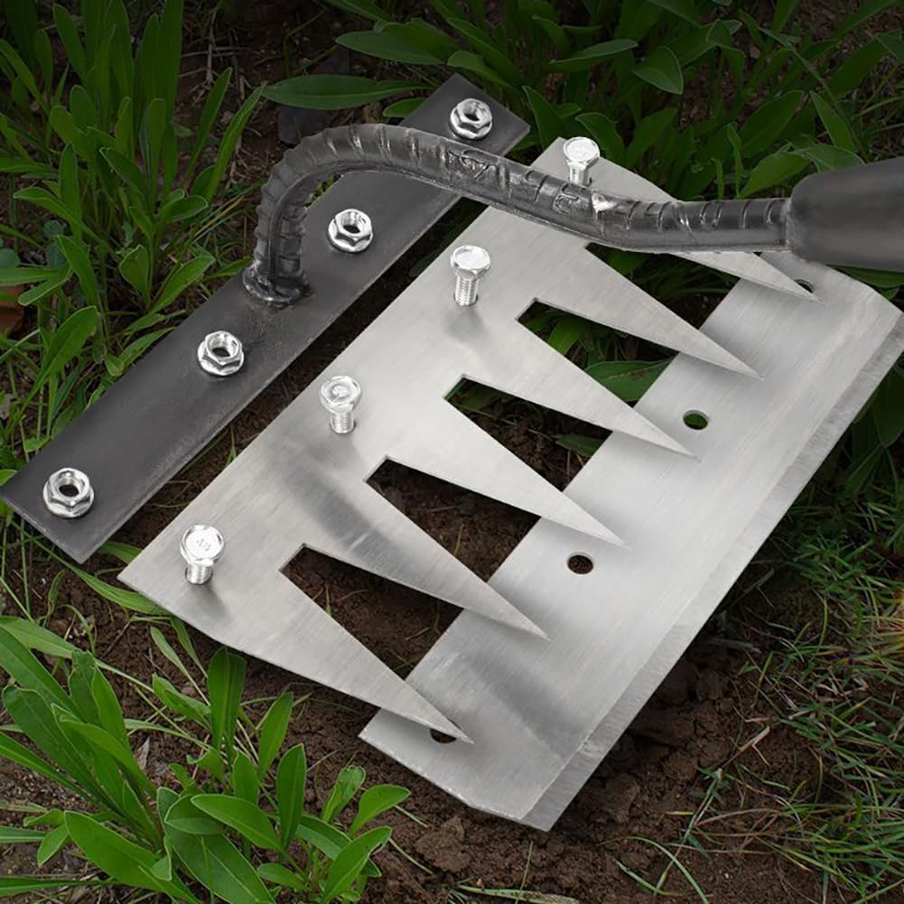 Gardening Hand Weeder Tool,Manual Weeder Tool with Detachable Blades, 4 Sizes High Carbon Steel Dual-Edge Design for Farm Garden Lawn Weed Removal, Soil Cultivation & Root Extraction (6 Tines)
