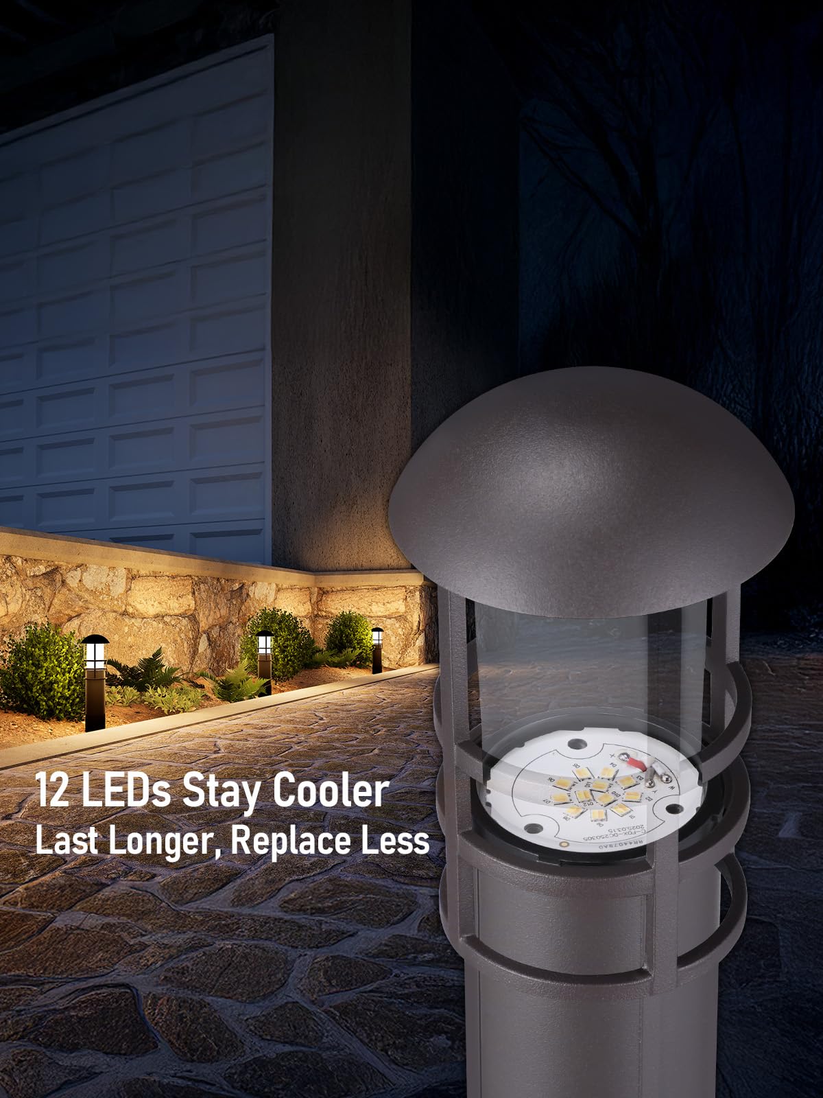 LEONLITE 12-Pack Landscape Pathway Lights, 3W LED, 12-24V, Aluminum, 5CCT, Model A-50182, ETL Listed