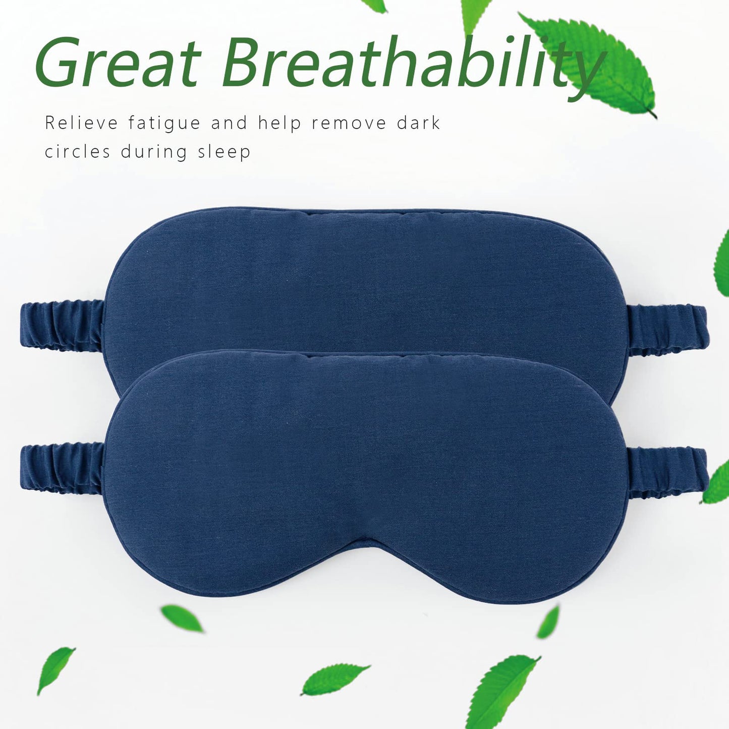 HBHLFZ Sleep Mask 2 Pack - Bamboo Viscose Fiber Sleeping Eye Mask - with Elastic Band/Headband - Comfort Sleeping Shade - for Nighttime Sleeping, Traveling & Napping（Navy Blue）