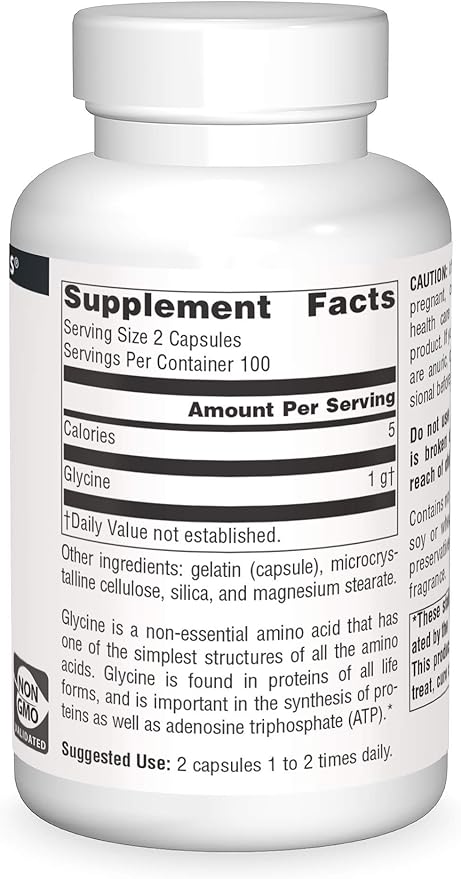 Source Naturals Glycine 500 mg Amino Acid Dietary Supplement - 200 Capsules