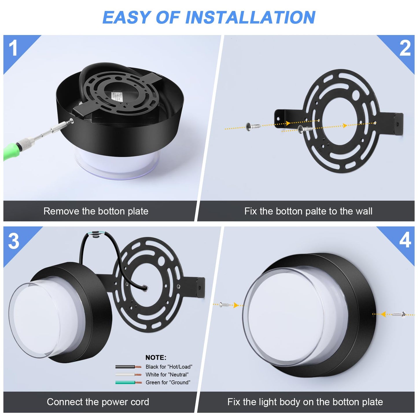 Tomourd Outdoor Led Flood Lights  Waterproof Modern Exterior Wall Light  12W Anti Rust Outside Porch Lighting With 6000K Daylight Small Circle Wall Mount Fixtures For House Backdoor Yard Entryway