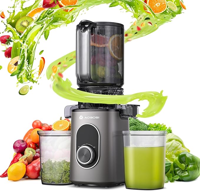 AAOBOSI Cold Press Juicer,4.35" Large Feed Chute Masticating Juicer Machines (Upgrade) High Juice Yield Slow Juice Extractor fit Fruits &Vegetables, Easy to Clean, New Designed for Home and Travel