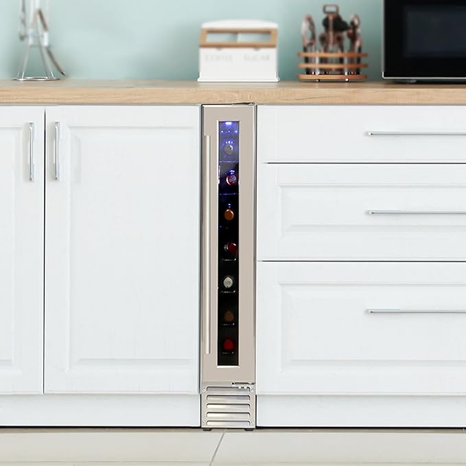 Koolatron 7 Bottle Wine Fridge – Freestanding Wine Cooler with Glass Door, 0.6 cu. ft (18L), Beverage Can Refrigerator, Digital Temperature Control, Ideal for Red, White & Sparkling Wine, Champagne