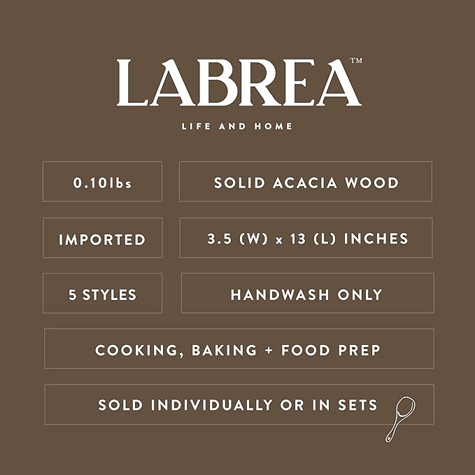 Labrea Life and Home 1pc Solid Acacia Wooden Spatula Kitchen Utensils Cooking Baking Home Essentials 12.5 Inch