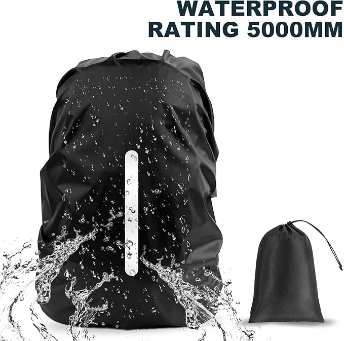 LAMA 2 Pack Waterproof Rain Cover for Backpack, Reflective Rucksack Rain Cover for Anti-dust/Anti-Theft/Bicycling/Hiking/Camping/Traveling/Outdoor Activities (Black, XS)