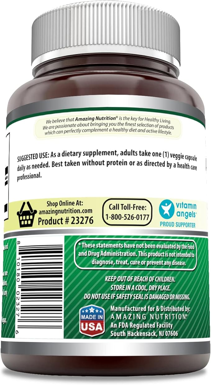 Amazing Formulas GABA 750mg Per Serving Veggie Capsules Supplement | Non-GMO | Gluten Free | Made in USA | Ideal for Vegetarians (200 Count)
