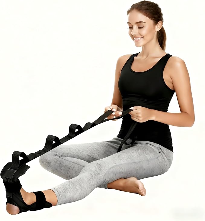 JUNWING Foot and Calf Stretcher-Stretching Strap For Plantar Fasciitis, Foot Drop, Achilles Tendonitis & Hamstring. Yoga F...