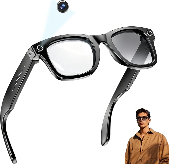 MNVOEQ Smart Glasses with Camera 4K, Video Recording.Bluetooth for Men & Women -Hands-Free Recording Glasses with Audio, A...