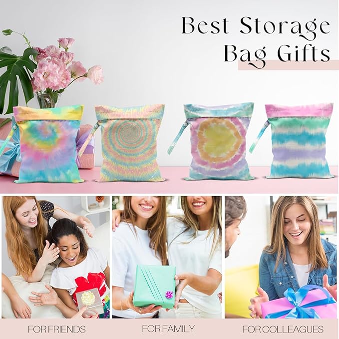 4 Pack Wet Bag for Swimsuit, Beach Travel Essentials Wet Dry Bag, for Sunscreen Toiletry Dirty Clothes Yoga Gym Diaper, Friend Summer Beach Vacation Gifts. Visual impact