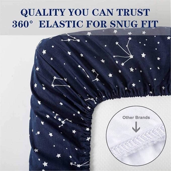 Changing Pad Cover 2 Pack, Comfort Fleece Changing Table Cover Boys Girls, Ultra Soft Breathable 32"/34''x16 Changing Pad Sheets - Blue Stars & Grey Stripe