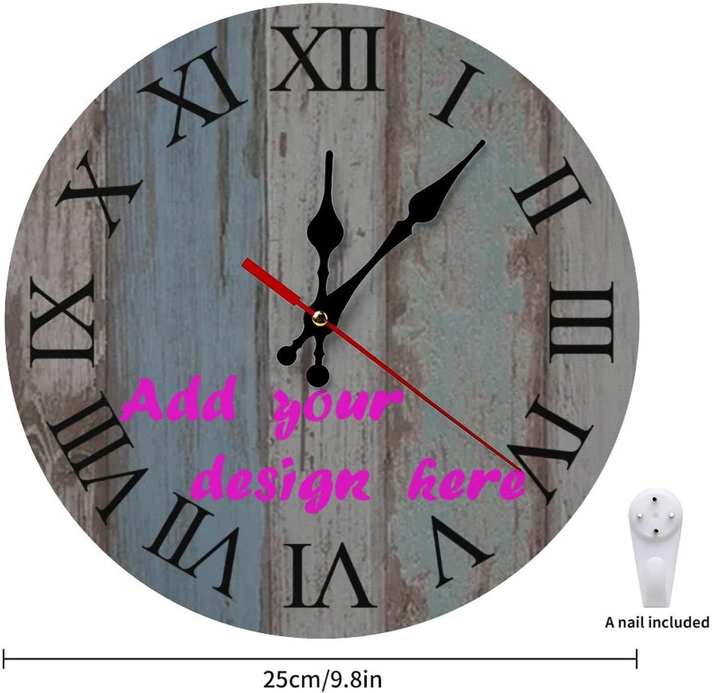 Custom Wall Clock,Personalized Wood Clock add Your Photo/Text,Customizable Silent Round Decoration for Kitchen Bathroom 10inch style5