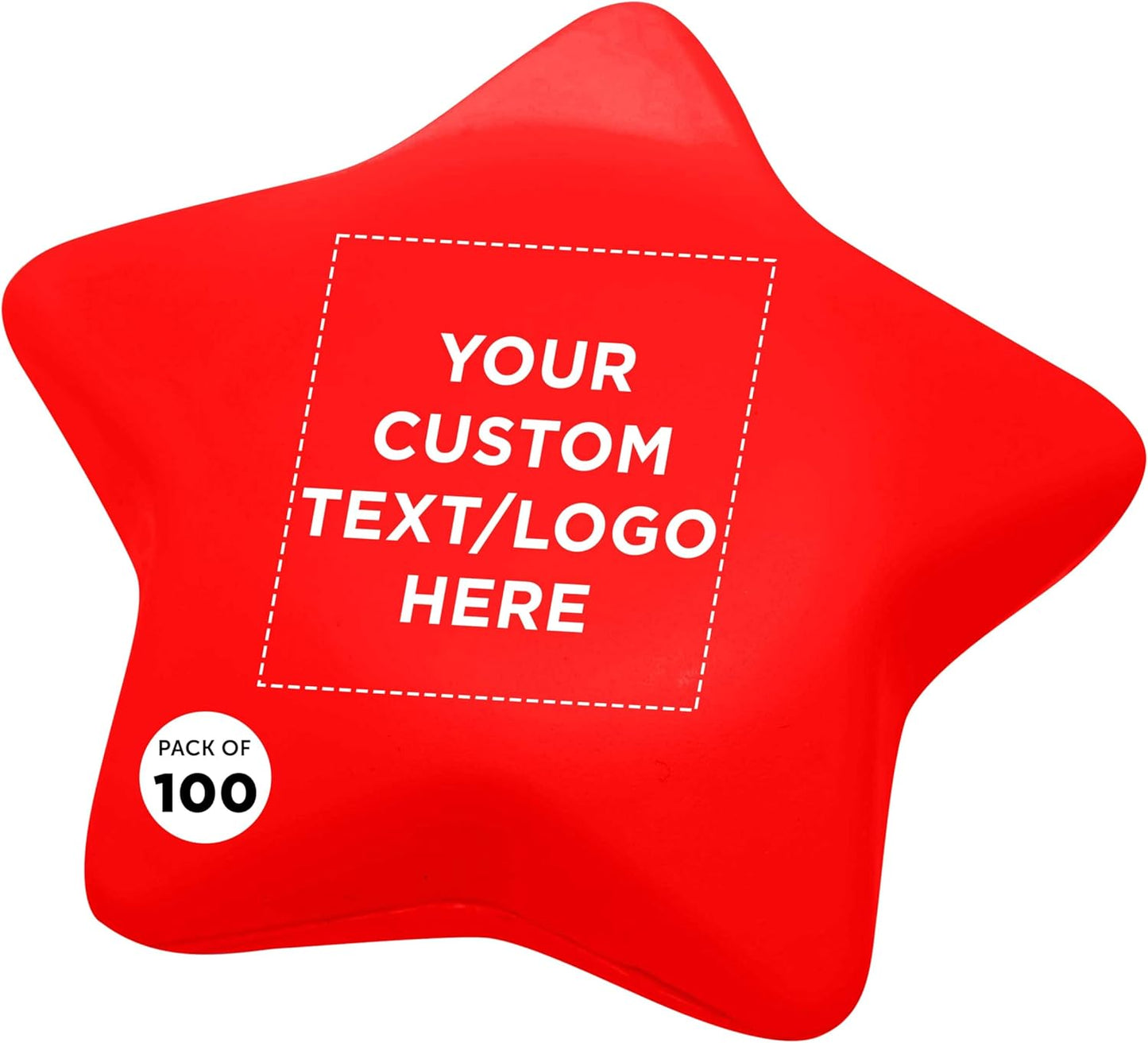 DISCOUNT PROMOS Custom Star Squeeze Balls Set of 100, Pesonalized Bulk Pack - Perfect for Promotional Giveaways - Red