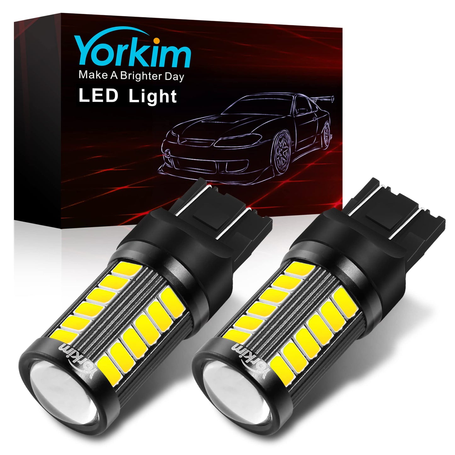 Yorkim 7440 LED Bulb, Bright White, T20/7443/7441/7444, Aluminum, Pack of 2, Classic Size