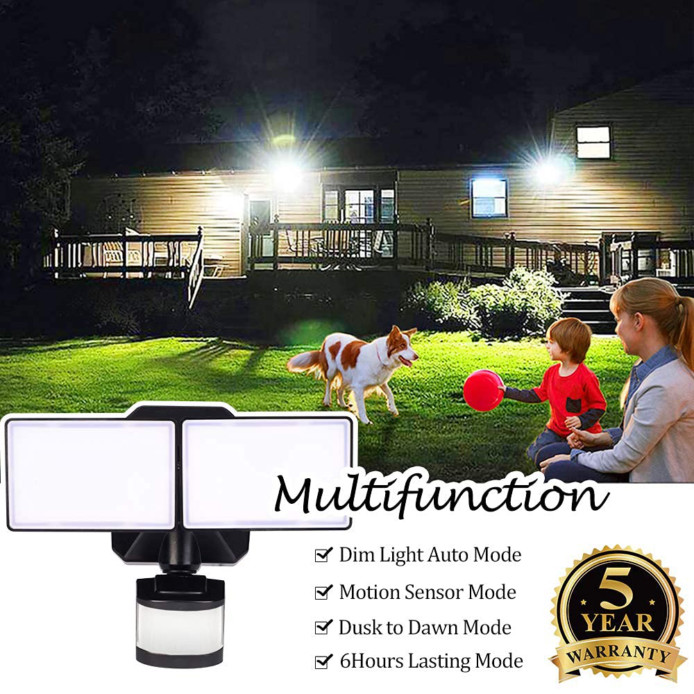 EMANER Motion Sensor LED Security Light 5000K Waterproof 120V Black Fixture 1-Pack Model 7042-BL