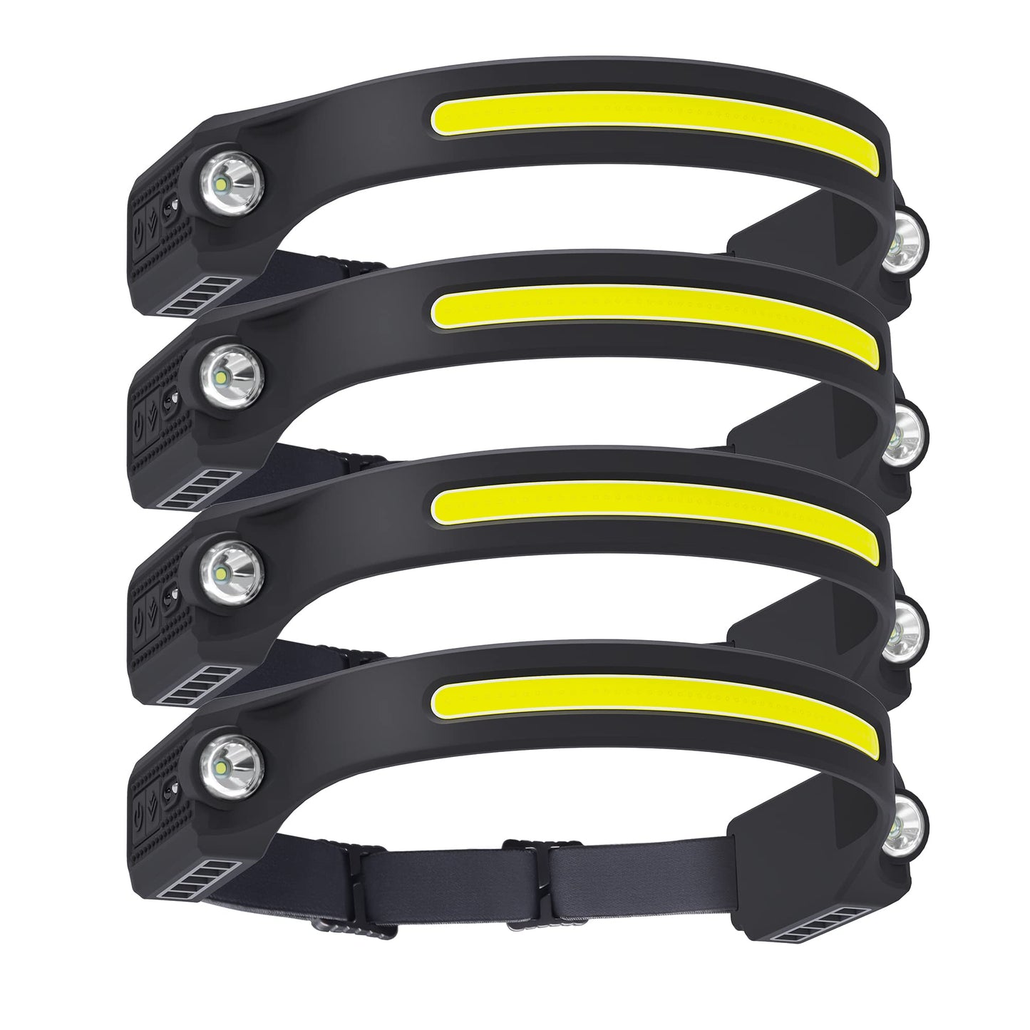 AlpsWolf LED Headlamp, Rechargeable, 2 XPE & COB LEDs, 260° Wide Beam, IPX4 Waterproof, 4 Pack, Model HL001, ABS Material