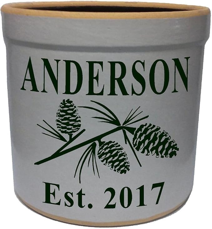 3 Gallon Personalized Stoneware Crock - Pinecone
