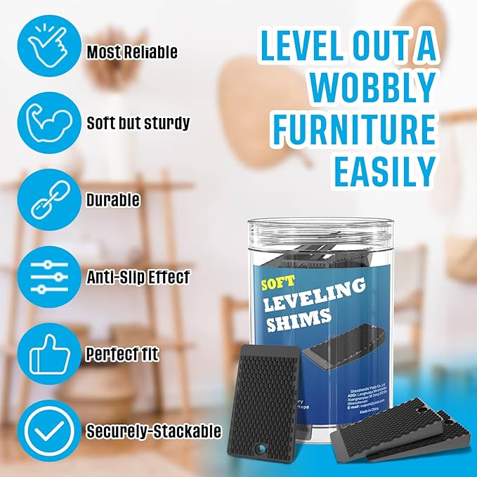 YARKOR Furniture Levelers, 80 Piece Jar, Plastic Shims for Leveling, Black Rubber Wedge for Table Toilet Refrigerator Piano, Small Shims for Home Improvement and Work (80pcs- Black)