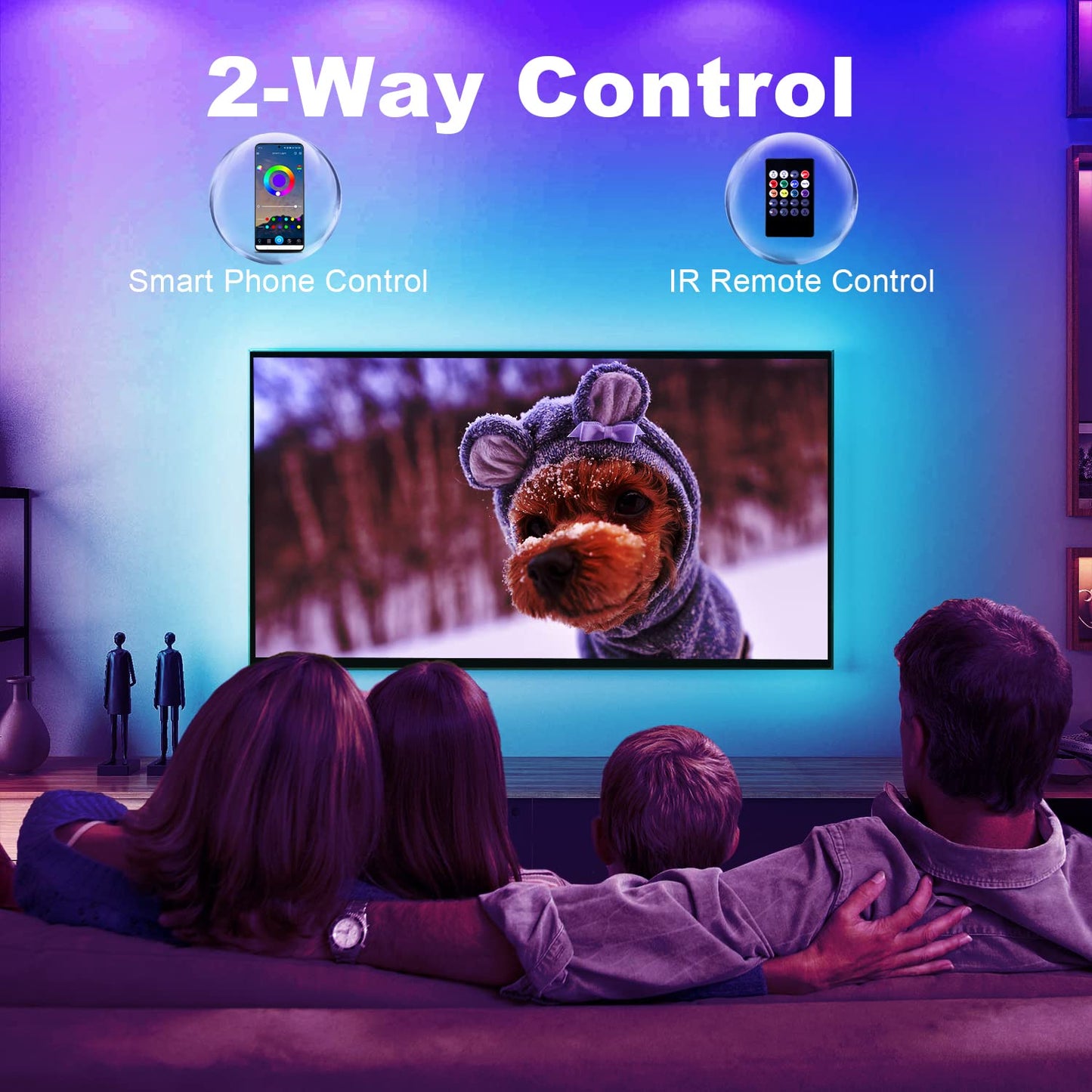 dalattin LED Strip Lights for TV, 15FT RGB Color Changing Backlight, Music Sync, USB Powered, Bluetooth App & Remote Control