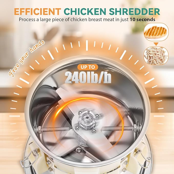 Newhai Electric Chicken Breast Shredder Twist Machine Automatic Meat Shredder Tool 240lb/h for Home Restaurant Use 180W 110V US for Cooked Meat Only