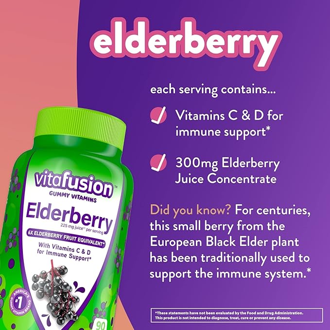 Vitafusion Elderberry Gummy Vitamins 90ct Vitamin B12 Gummy Vitamins Energy Metabolism Nervous System Support 90ct