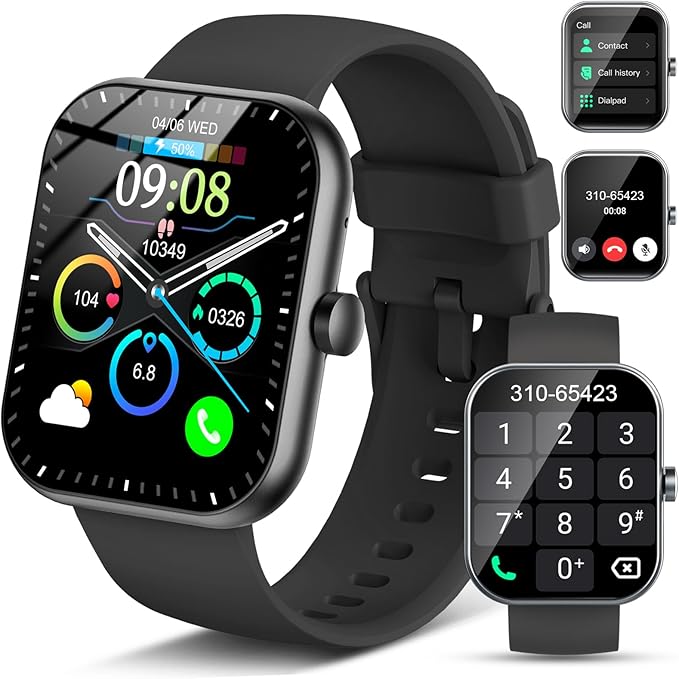 Smart Watch(Answer/Make Call), 1.96" Smartwatch for Men Women, 2025 New Fitness Watch with 110+ Sport Modes, Pedometer, He...