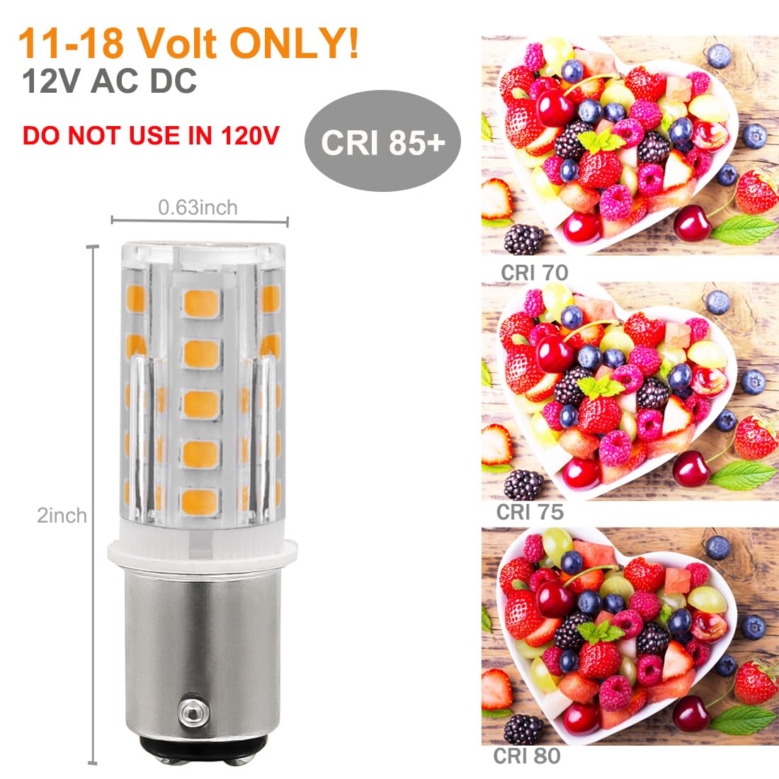 Lemeng 12V Ba15D Led Bulb 3W 300Lm 2700K Warm White, Ceramic, Dc Bayonet Base, For Rv, Marine, Trailer Lights - 6
