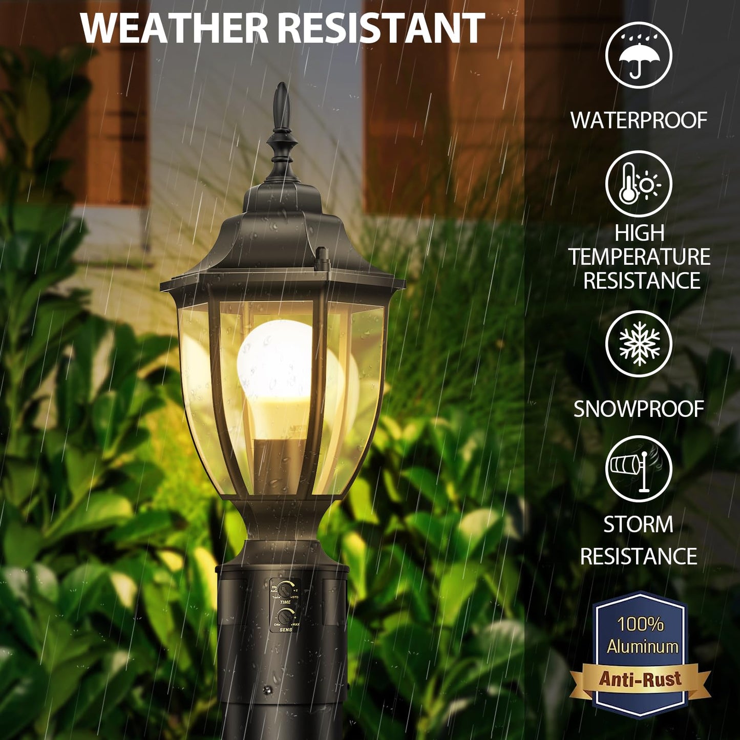 Lamomo 2 Pack Motion Sensor Outdoor Post Lights  Dusk To Dawn Lamp Post Light Fixture  Waterproof Aluminum Lamp Posts Outdoor Lighting Pole Lantern For Yard Patio Pathway Garden