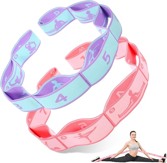 2 PCS Stretch Straps for Kids, Stretch Straps With Loops, 8 Loops Stretching Bands Yoga Strap Gymnastics Stretching Strap ...