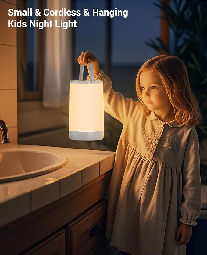 Night Light for Kids, Portable USB Night Lamp with 2200 mAh Battery, Bright Color Changing Light for Nightstand, Small Touch Bedroom Table Lamp for Girls, Boys, Toddler, 2 Pack
