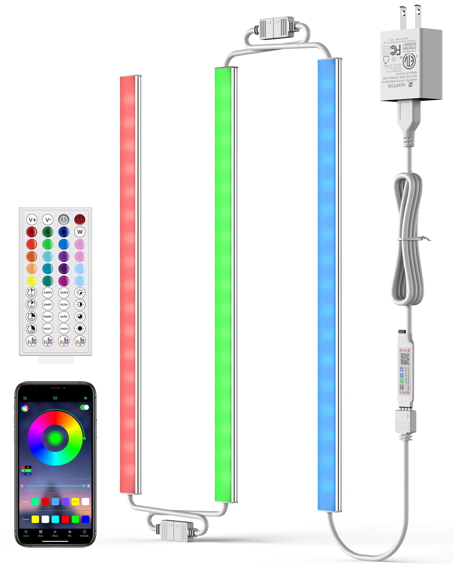 ASOKO RGB Under Cabinet Light, 200 Lumens, 3 Pack, 12 Inch, Linkable, Music Sync, Remote Control, Multicolor